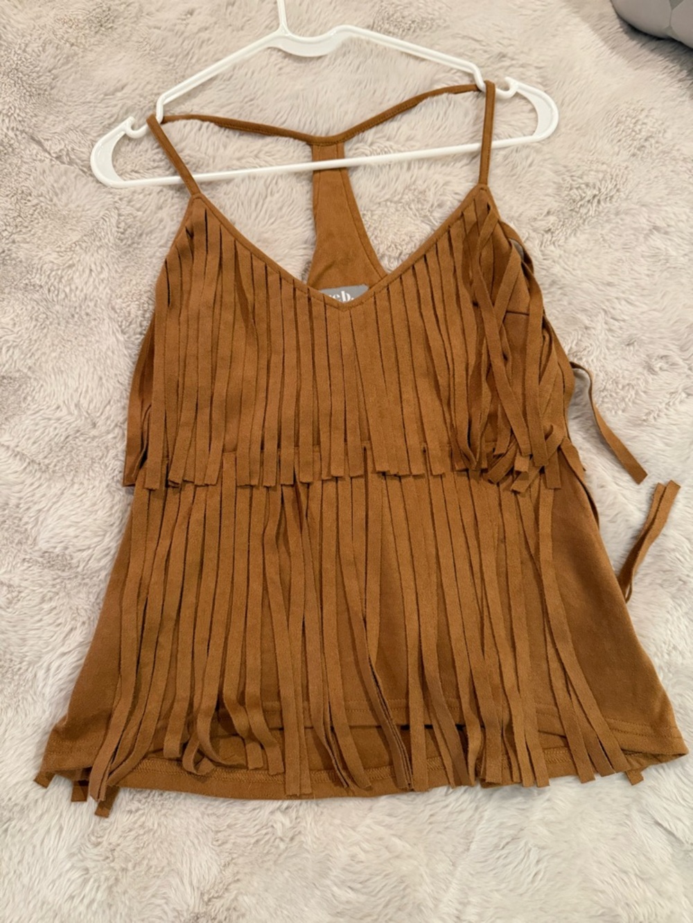 Fringe Tank Top in Warm Cognac